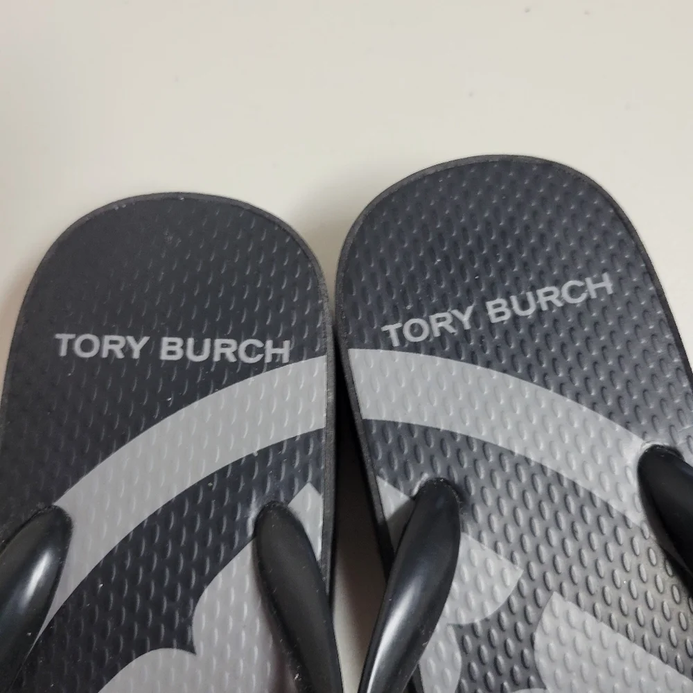 Tory Burch Black Logo Flip Flop Sandals